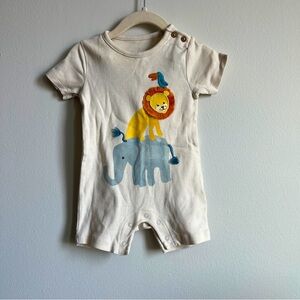 M&S Baby Lion and Elephant Onesie w/ Snaps Sz 9mo | Infant Boy Girl Romper